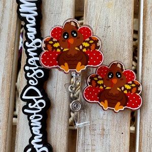 Turkey badge reel, interchangeable badge, thanksgiving badge reel, nurse badge