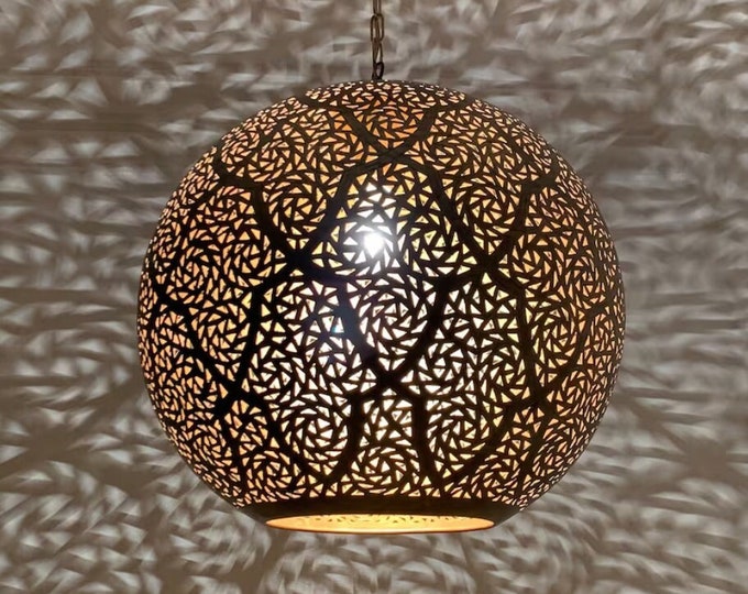 large Moroccan ceiling - light pendant; Round globe lamps; Moroccan lighting, new interior decoration lighting; Hand engraved lamp