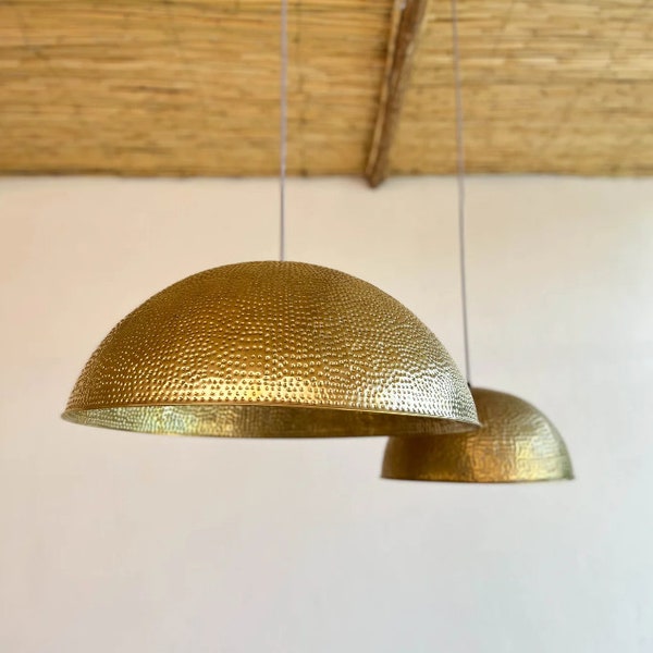 Pendant Lamp - Antique Brass Dome Pendant Lamp, Oxidized Brass Ceiling Light, Brass Dome Pendant Lamp, Hammered Brass Light Fixtures