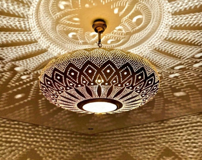 Moroccan Pendant Light Brass, Moroccan lamp Copper Handmade Engraved, Home Decor Lighting