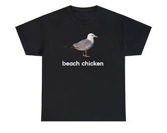 Beach Chicken Tee - Funny Seagull Unisex Shirt, Quirky Graphic Design, Perfect for Humor Fans, Coastal Vibes, and Unique Statement Style