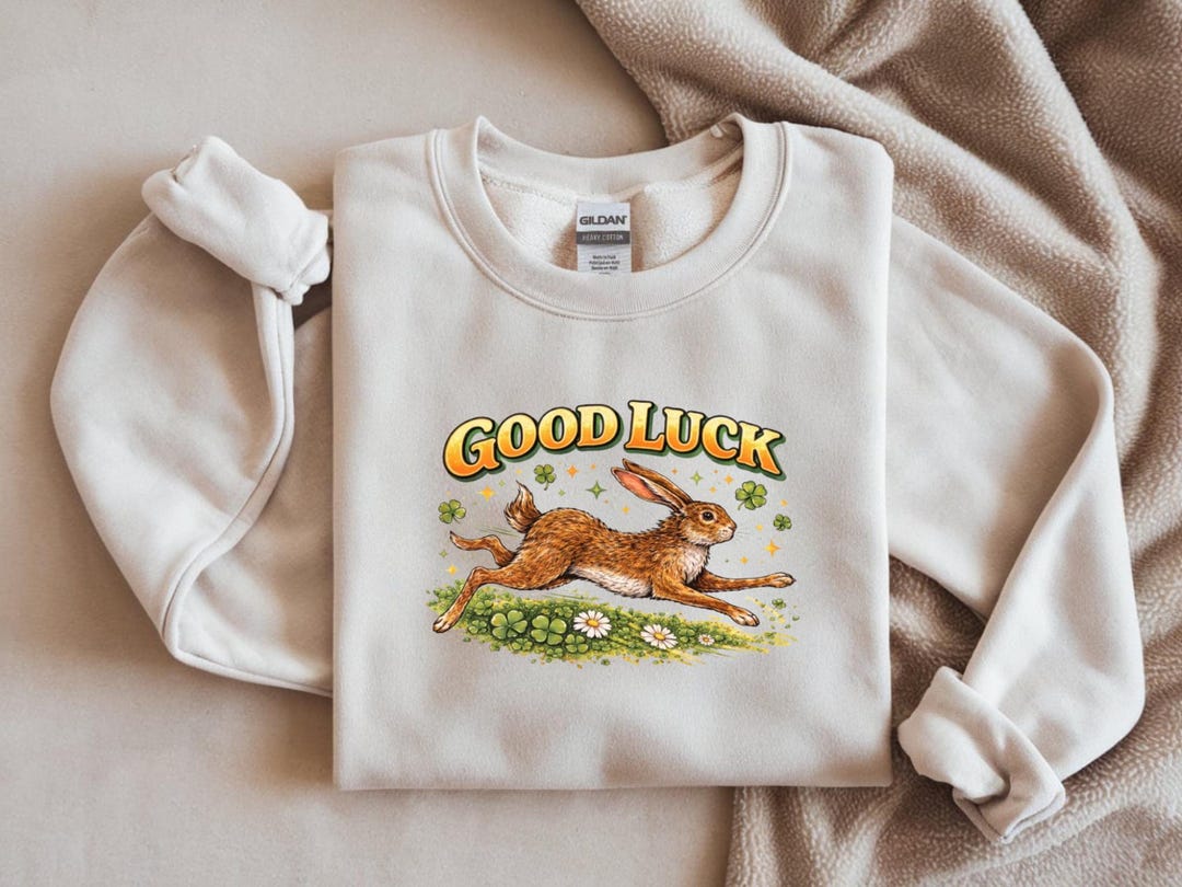 Good Luck Rabbit Quote Lucky Rabbit Graphic Tee or Sweatshirt – Vintage Good Luck Bunny Design ...