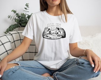 All In Cat Poker Graphic Tee, Vintage Gambling Cats Shirt