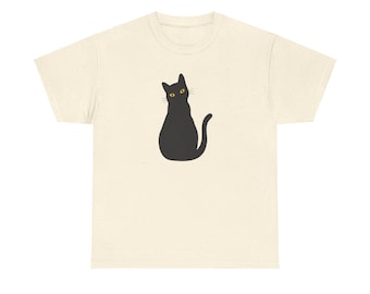 Cute Black Cat Sitting Tee - Unisex Shirt, Minimalist Design for Cat Lovers, Perfect Gift for Pet Enthusiasts and Casual Everyday Wear