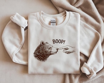 Boop Bear Graphic Crewneck Sweatshirt, Funny Animal Lover Gift