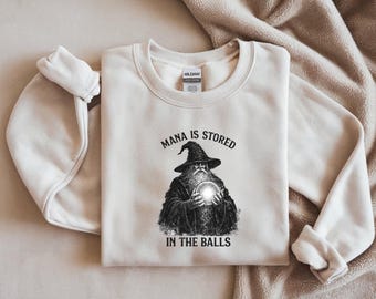 Mana Is Stored In The Balls Wizard Shirt, Funny Gaming Wizard Tee, DND Meme Shirt, Fantasy RPG Humor Shirt, Funny Wizard Graphic Tee