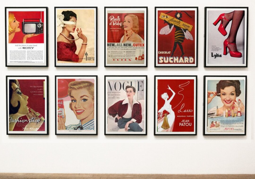 20 Red Vintage Posters Wall Decor - Digital Download *READ ITEM ...