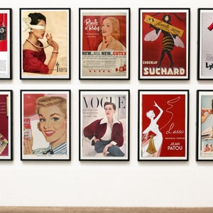 20 Red Vintage Posters Wall Decor - Digital Download *READ ITEM DESCRIPTION*