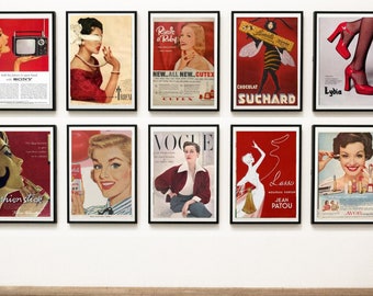 20 Red Vintage Posters Wall Decor - Digital Download *READ ITEM DESCRIPTION*