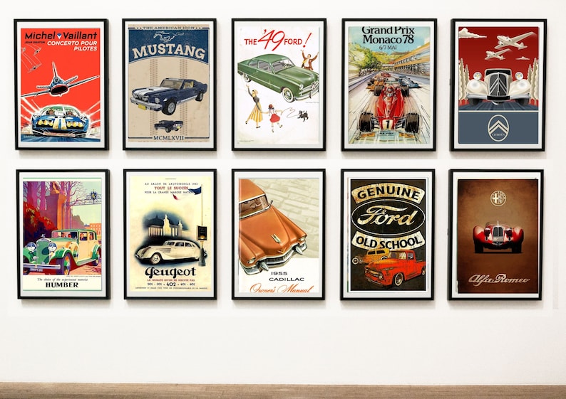 30 Vintage Car Posters Wall Decor Digital Download READ Etsy