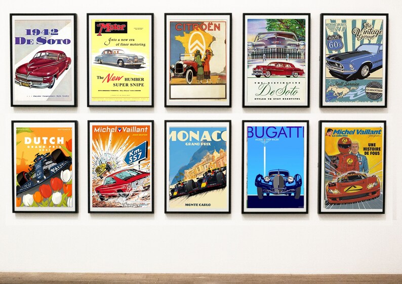 30 Vintage Car Posters Wall Decor Digital Download READ Etsy