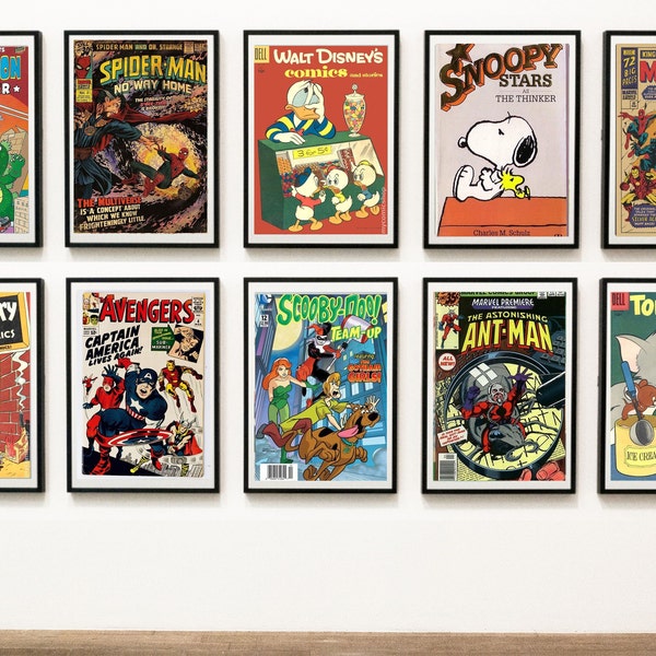 35 Vintage Comic Book Covers Posters Wall Decor - Digitale download *LEES ITEMBESCHRIJVING*