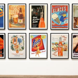 10 Orange Vintage Posters Wall Decor - Digital Download *READ ITEM DESCRIPTION*