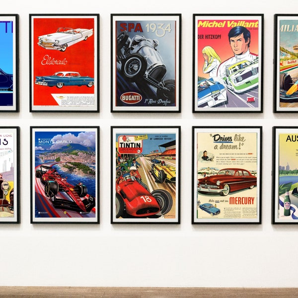 30 Poster di auto d'epoca Decorazioni da parete - Download digitale * LEGGI DESCRIZIONE ARTICOLO *