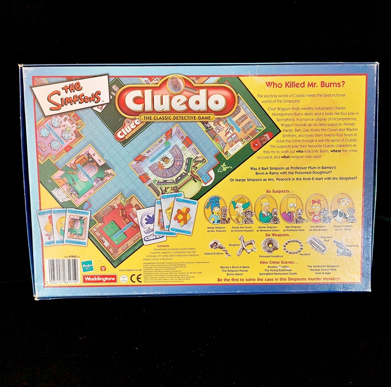 Rare Find the Simpsons Cluedo Game 2001 Complete Set Etsy