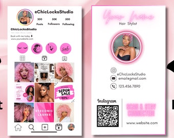 Instagram Business Cards, IG Business Card, Lash Tech Business Card,  DIY Canva Business Card Template, Lash Card, QR code