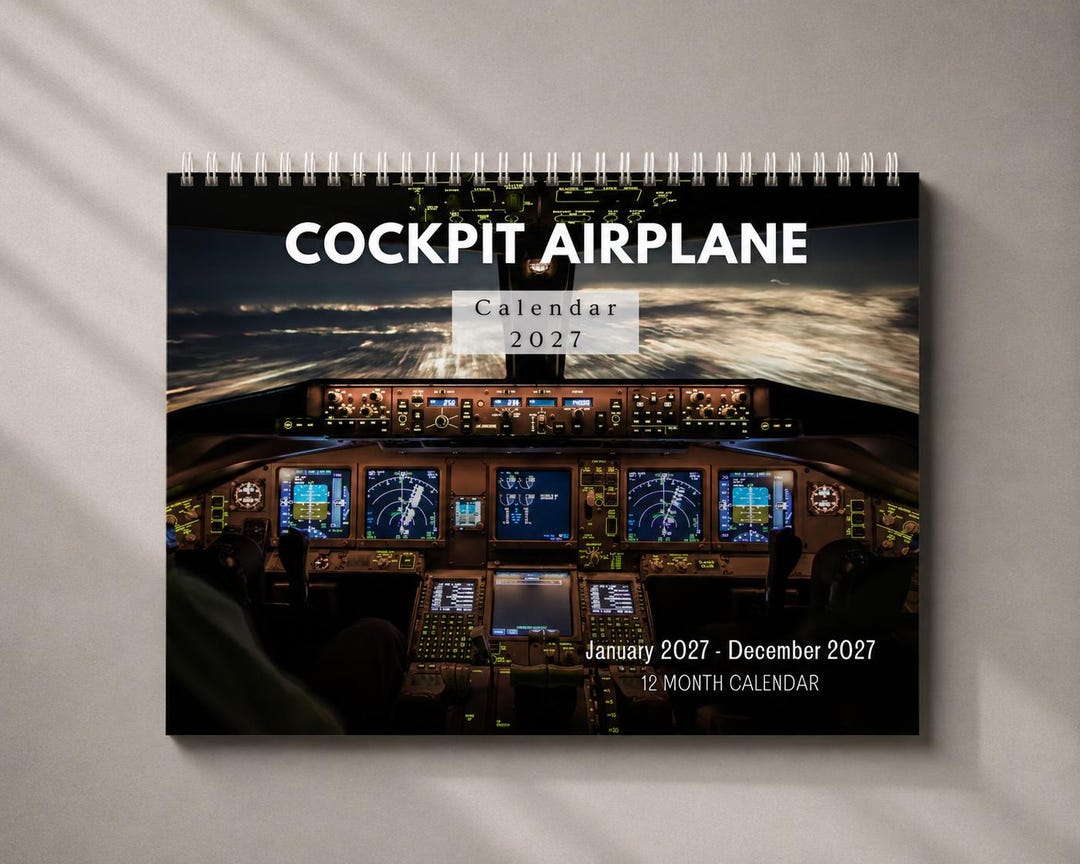 2027 Airplane Cockpit Wall Calendar, Aviation Pilot Monthly Planner ...