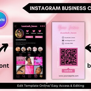 instagram business card template | lash tech business card | QR Code Business Cards | IG Digital Card | Printable Social Media Card