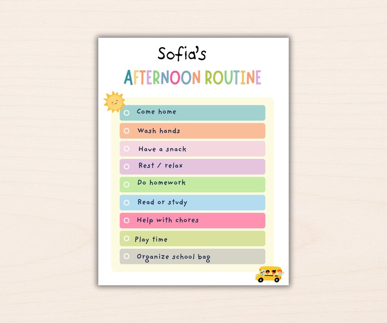 Coming In Routine Editable Kids Daily Routine Chart Printable, Visual Schedule for Kids ...