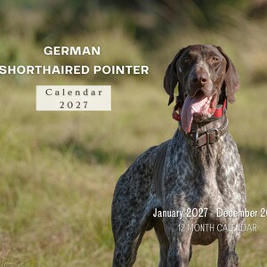 German Shorthaired Pointer  2027 Wall Calendar, Monthly Planner with Notes & Holidays, Made in USA