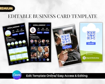 Instagram Business Cards, IG Business Card, barber Business Card Template, DIY Canva Business Card, Black business Card, QR code