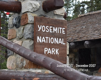 Yosemite Parc National 2027 wandkalender, maandplanner met notities en feestdagen, gemaakt in de VS