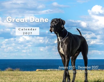 Calendario de pared Great Dane 2027, planificador mensual con notas y días festivos, fabricado en EE. UU.