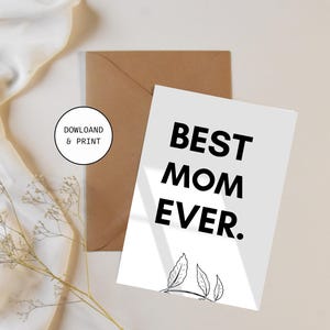 Druckbare Muttertagskarte, beste Mama aller Zeiten, ich liebe dich Mama Karte, digitale Muttertagskarte, Geburtstagskarte für Mama, Mama Geburtstagsgeschenk