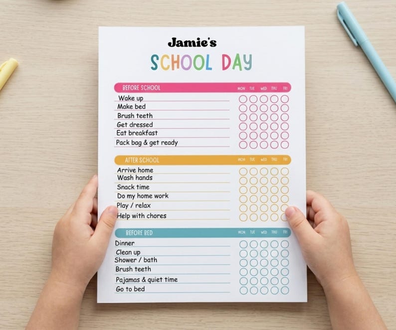 Editable School Day Checklist, Before and After School Routine, Morning ...