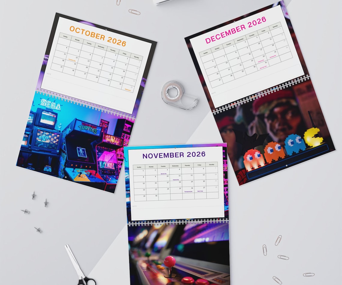 2026 Gamer Calendar Monthly Wall Calendar Game Room Decor USA Il S6yz 