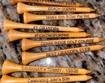 Personalized Golf Tees - Laser Engraved Custom Golf Tees - 3 Golf Tee Colors - Custom Golf Gift 2.75" SMALL ORDERS & BULK
