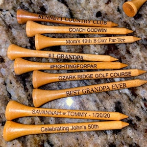 Personalized Golf Tees - Laser Engraved Golf Tee - Custom Golf Tees - 3 Golf Tee Colors - Custom Golf Gift 2.75&quot; SMALL ORDERS & BULK