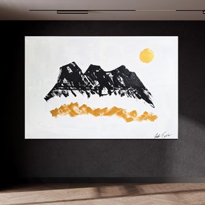 Three Sisters Mountains | Canmore | Alberta | Rocky Mountains | Original Abstract | Large Wall Art | Nature Art | Original Art | Leta Taylor