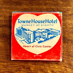 Vintage San Francisco Matchbook - Vintage Hotel Matches - TowneHouse Hotel, San Fran, Civic Center
