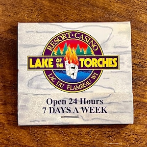 Vintage Wisconsin Matchbook - Vintage Casino Matches - Lake of the Torches, Lac Du Flambeau, WI