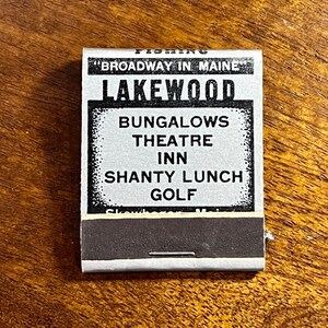 Vintage Maine Matchbook - Vintage Matches - Lakewood Resort, Inn, Motel, Maine