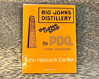 Vintage Chicago Bar Matchbook (empty) - The Ninety-Fifth, Signature Room, John Hancock Building, Big John's Distillery, PDQ