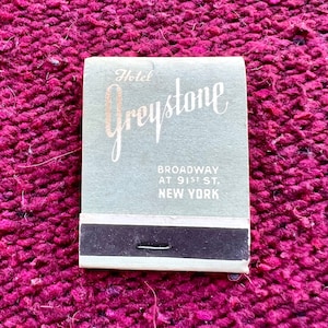Vintage New York Matchbook - Vintage Hotel Matches - Hotel Greystone, NYC Subway at Door