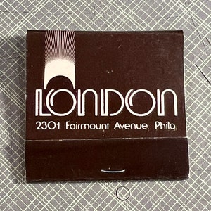 Vintage PHILADELPHIA Matchbook - Vintage Restaurant Bar Matches - LONDON Restaurant, Philadelphia, Pennsylvania