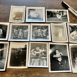 Vintage Baby Toddler Photographs, Lot of 13, Antique Film Photo Prints, Pictures of Family Kids, Children