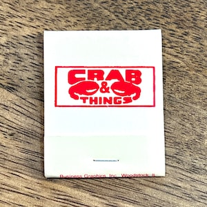 Vintage Chicagoland Matchbook - Vintage Restaurant, Bar Matches - Crab & Things, Des Plaines, Illinois