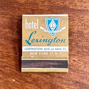 Vintage New York Matchbook - Vintage Hotel Matches - Hotel Lexington, NYC, Manhattan