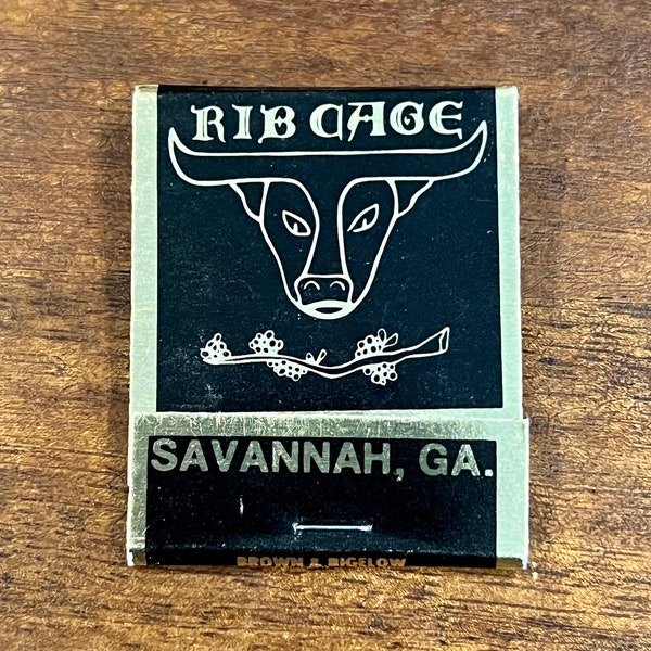 Vintage Georgia Matchbook - Vintage Restaurant Matches - The RIB CAGE STEAK House & Lounge - Savannah, Georgia