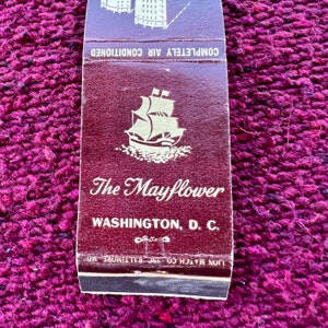 Vintage Washington DC Matchbook (flat/empty) - Vintage Hotel Matches - The Mayflower Hotel, Washington DC