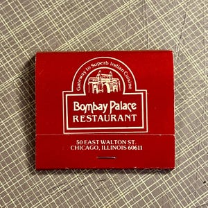 BOMBAY PALACE, Chicago, Illinois - Vintage Chicago Matchbook - Chicago Restaurants