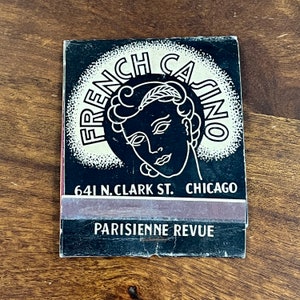 Vintage Chicago JUMBO Matchbook - FRENCH CASINO Bar Matches - Antique Chicago Club Memorabilia - All Girl Revue