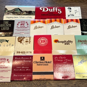 Vintage Matchbook Covers (cut/empty) - Lot of 19 Vintage Matches from Bars, Restaurants, Hotels, Motels, Minnesota, Missouri, Ohio - Lot #16
