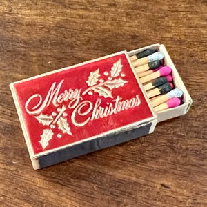 Vintage Christmas Matchbox - Vintage Holiday Matches - Merry Christmas