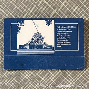 IWO JIMA MEMORIAL, Veterans Administration - Vintage Matchbook, Vintage Matches - Antique Memorabilia