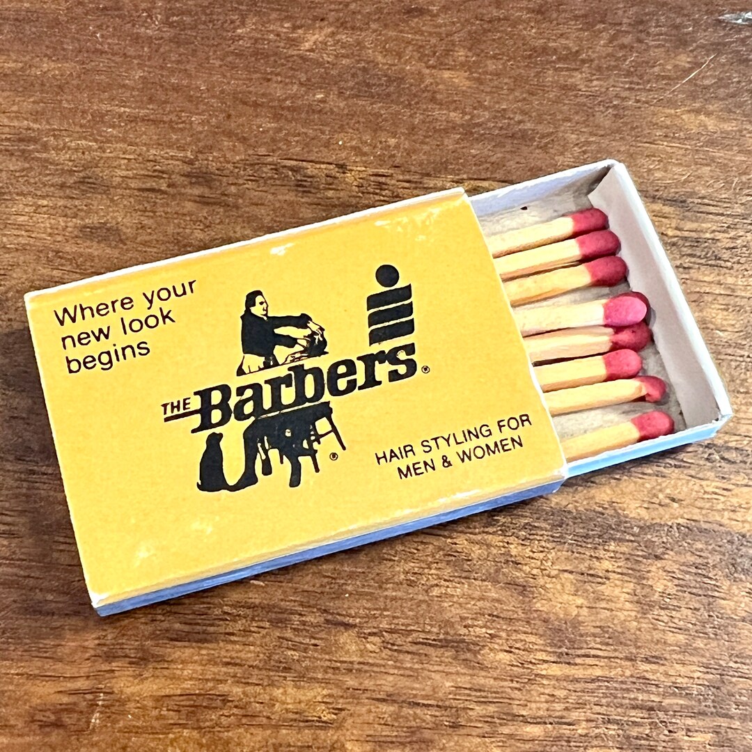 THE BARBERS Vintage Barber Shop Matchbox Vintage Matches Haircut for